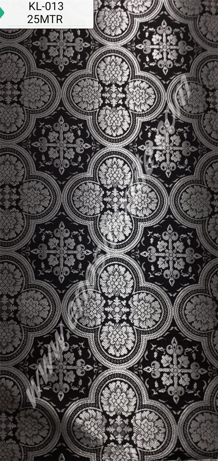 KL-013 Black-Silver Brocade Fabrics